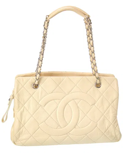 Pre-owned Chanel Neutral Quilted Leather Coco Mark Tote (authentic Pre-loved)