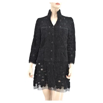 Pre-owned Chanel New 05a 2005 Camellia Runway Jacket Coat Cc Logo Black Fr 38