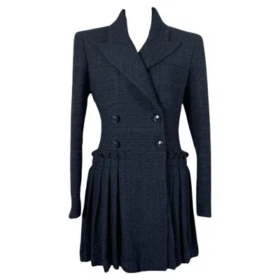 Pre-owned Chanel New 2020 Spring Iconic Runway Tweed Jacket Dress 40 Fr In Black