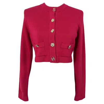 Pre-owned Chanel New 2022 Iconic Lucky Charms Cardigan 36 Fr In Red