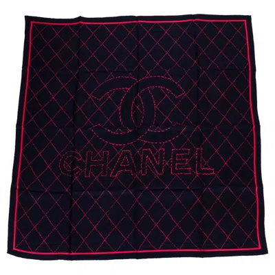 Pre-owned Chanel New Blue With Pink Quilted Scarf
