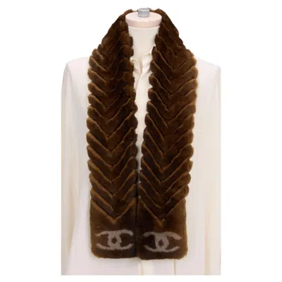 Pre-owned Chanel New Brown Chinchilla Orylag Scarf