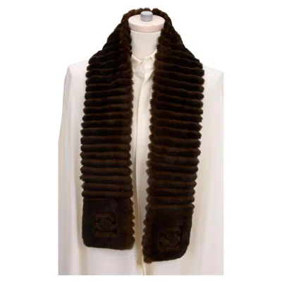 Pre-owned Chanel New Brown Orylag Cc Scarf