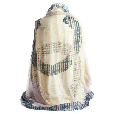 Pre-owned Chanel New Cashmere Blue Logo Shawl