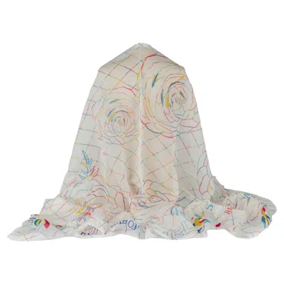 Pre-owned Chanel New Cashmere Camellia Shawl In Gray
