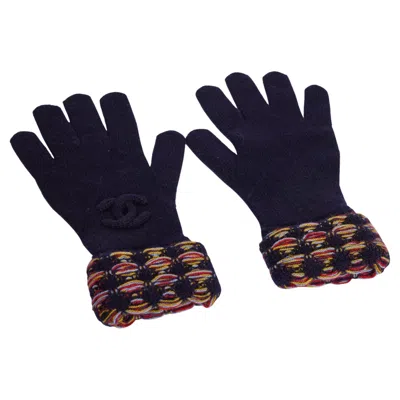 Pre-owned Chanel New Cashmere Gloves 7-8 Size In Black