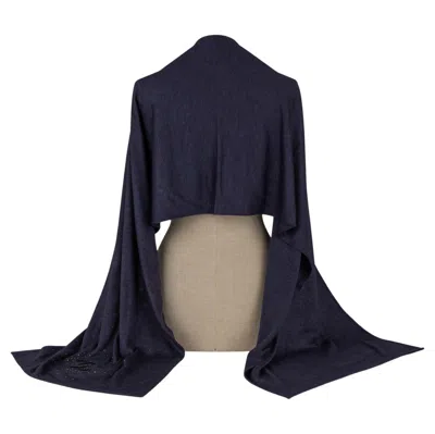 Pre-owned Chanel New Cashmere Navy Glitter Stole In Blue