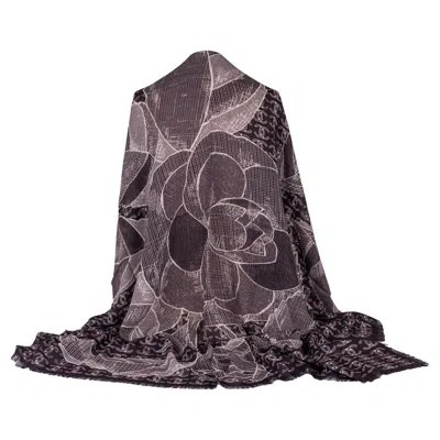 Pre-owned Chanel New Cashmere Shawl Black Camellia