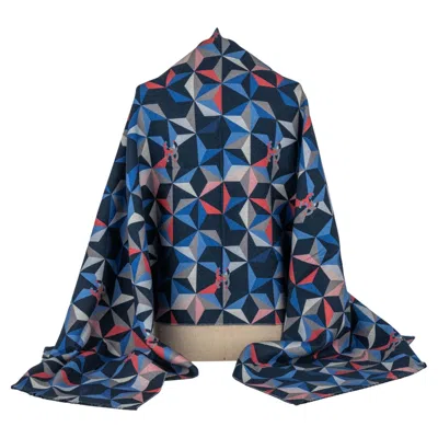 Pre-owned Chanel New Cashmere Shawl Geometric In Purple