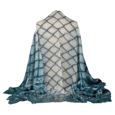 Pre-owned Chanel New Cashmere Shawl Space Blue