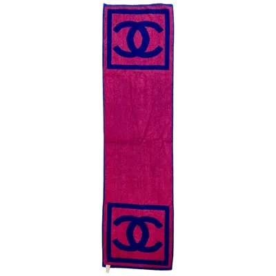 Pre-owned Chanel New  Cc Logo Signature Two-sided Terry Cloth Beach Pool Sport Towel In Red