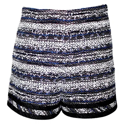 Pre-owned Chanel New  Fantasy Tweed & Denim Jeans Hot Pants Shorts 36 In Black