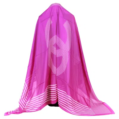 Pre-owned Chanel New  Fuchsia White Stripe Shawl Scarf