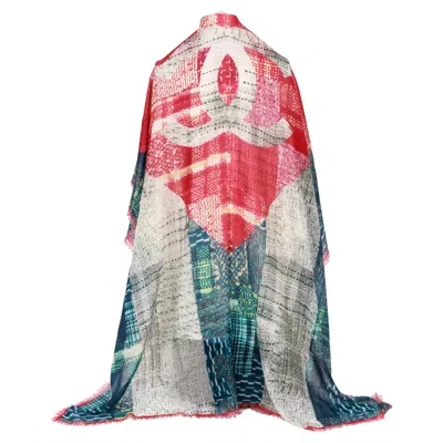 Pre-owned Chanel New  Multi Color Tweed Print Cashmere Shawl Scarf 54" In Gray