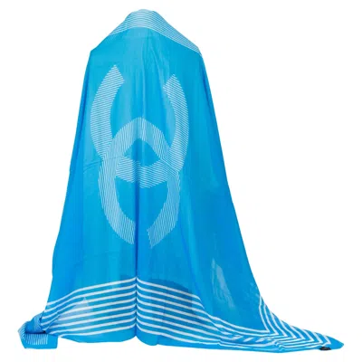 Pre-owned Chanel New  Turquoise White Stripe Shawl