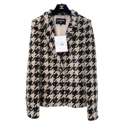 Pre-owned Chanel New Iconic 2019 Fall Houndstooth Tweed Jacket 34 Fr In Black