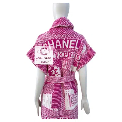Pre-owned Chanel New Iconic Cc Logo Coco Express Cashmere Cardi Coat 38 Fr In Purple
