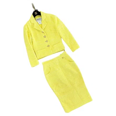 Pre-owned Chanel New Iconic Lemon Yellow Tweed Ensemble 36 Fr