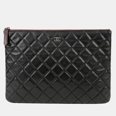 Pre-owned Chanel New Medium Size Black Caviar Clutch