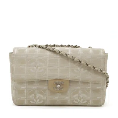 Pre-owned Chanel New Travel Line Beige Jacquard Leather Shoulder Bag ()