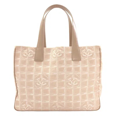 Pre-owned Chanel New Travel Line Beige Jacquard Tote Bag ()