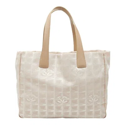 Pre-owned Chanel New Travel Line Beige Pink Nylon Leather Tote Bag ()