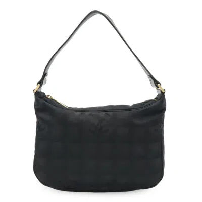 Pre-owned Chanel New Travel Line Black Jacquard Leather Handbag Shoulder Bag ()