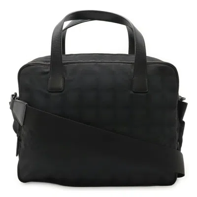 Pre-owned Chanel New Travel Line Black Jacquard Leather Handbag Tote Bag ()
