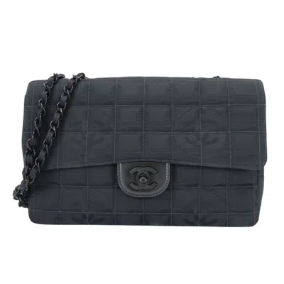 Pre-owned Chanel New Travel Line Black Jacquard Nylon Shoulder Bag ()