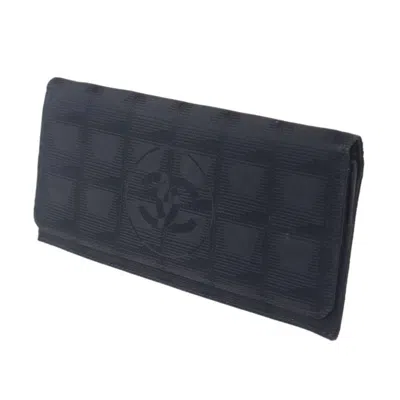 Pre-owned Chanel New Travel Line Black Long Wallet (bi-fold) ()