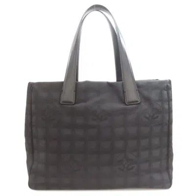 Pre-owned Chanel New Travel Line Black Nylon Jacquard Tote Bag ()
