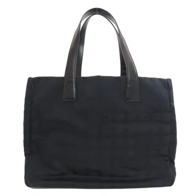 Pre-owned Chanel New Travel Line Black Nylon Jacquard Tote Bag ()