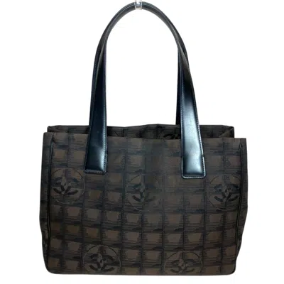 Pre-owned Chanel New Travel Line Brown Canvas Leather Tote Bag ()
