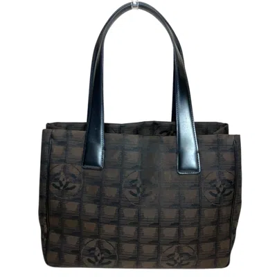 Pre-owned Chanel New Travel Line Brown Canvas Leather Tote Bag ()