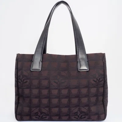 Pre-owned Chanel New Travel Line Brown Jacquard Leather Tote Bag ()