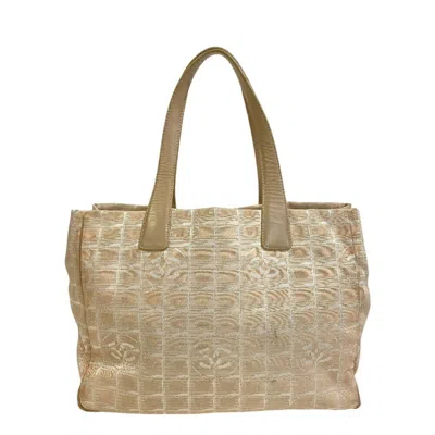 Pre-owned Chanel New Travel Line Canvas Tote Bag () In Sand