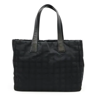 Pre-owned Chanel New Travel Line Jacquard Leather Shoulder Bag Tote Bag () In Black
