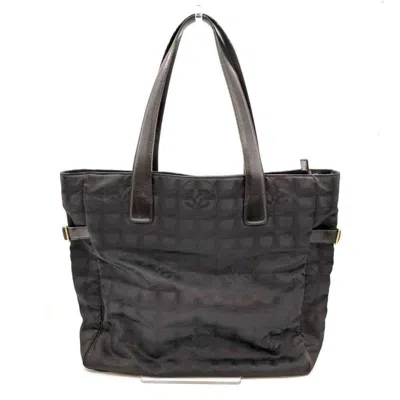 Pre-owned Chanel New Travel Line Jacquard Nylon Handbag () In Black