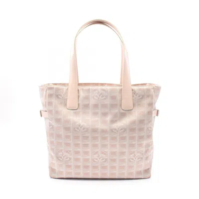 Pre-owned Chanel New Travel Line Leather Nylon Canvas Tote Bag In Pink