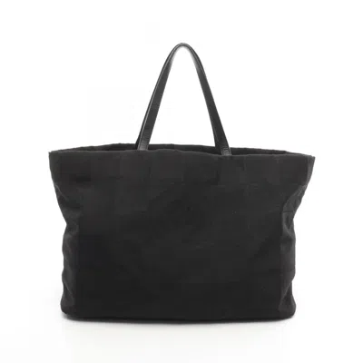 Pre-owned Chanel New Travel Line Leather Nylon Canvas Tote Bag () In Black