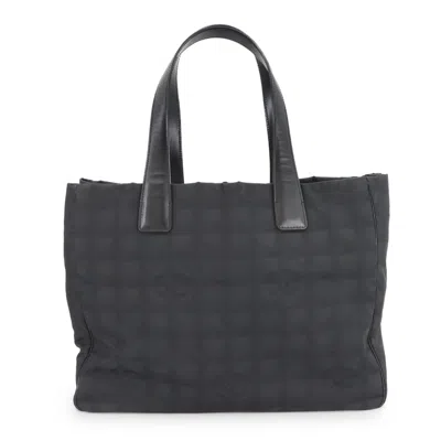 Pre-owned Chanel New Travel Line Leather Tote Bag Weekend Bag () In Black