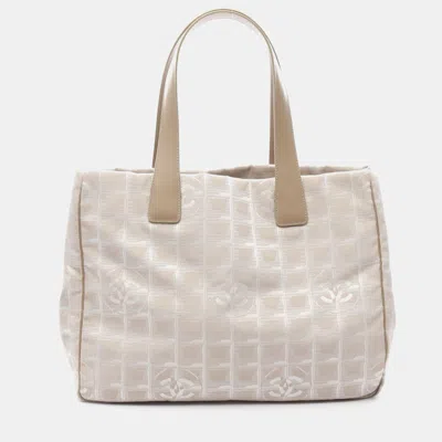 Pre-owned Chanel New Travel Line Mm Tote Handbag Leather Nylon Canvas Pink Ghw