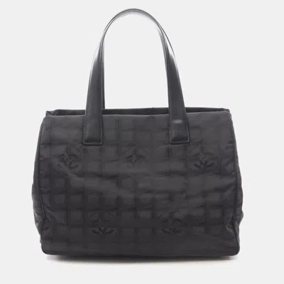 Pre-owned Chanel New Travel Line Mm Tote Shoulder Bag Leather Nylon Canvas Bk Ghw