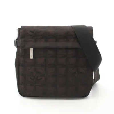 Pre-owned Chanel New Travel Line Nylon Canvas Shoulder Bag In Brown