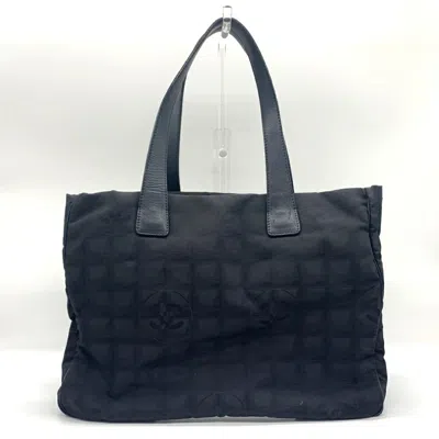 Pre-owned Chanel New Travel Line Nylon Jacquard Tote Bag () In Black