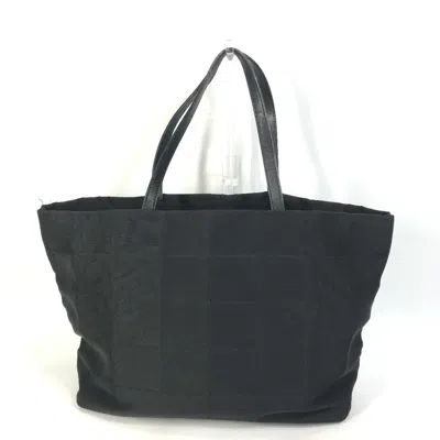 Pre-owned Chanel New Travel Line Nylon Leather Handbag Shoulder Bag Tote Bag () In Black