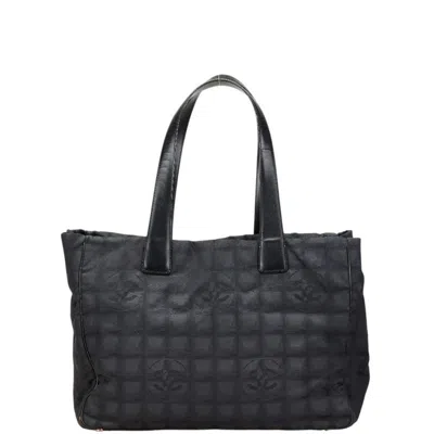 Pre-owned Chanel New Travel Line Nylon Leather Handbag Tote Bag () In Black