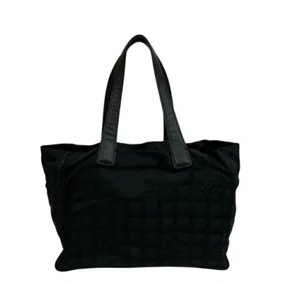 Pre-owned Chanel New Travel Line Nylon Leather Tote Bag () In Black
