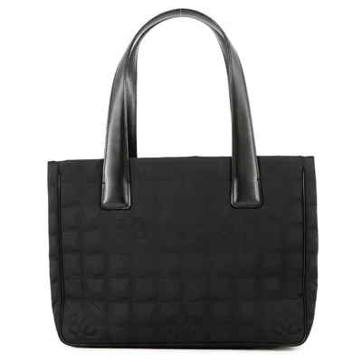 Pre-owned Chanel New Travel Line Nylon Leather Tote Bag () In Black