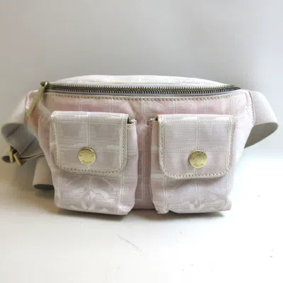 Pre-owned Chanel New Travel Line Pink Jacquard Fanny Pack Sling Bag ()